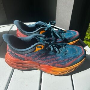 Hoka: Teal and Orange Athletic Sneakers